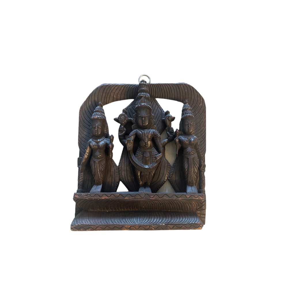 Vintage Antique 3-Figure Indian Decor Wood Panel Hand Carved Art Wall Hanging